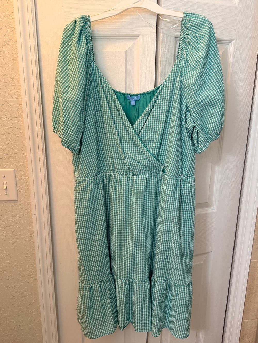 Draper James Mint Green Gingham Midi Dress